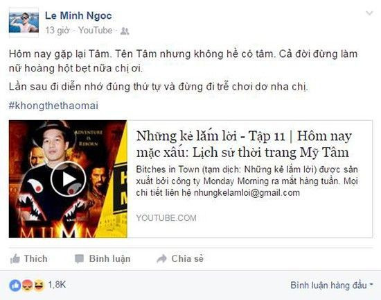 Stylist Lê Minh Ngọc đầy bức xúc viết về Mỹ Tâm.