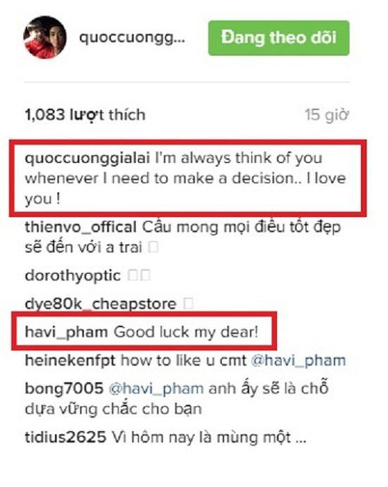 3/7/2016 ‘đại gia phố núi’ tiếp tục dành cho bạn gái những lời tình cảm để khẳng định mối quan hệ ngày một bền chặt giữa anh và người đẹp Hải Phòng. Cường Đô la viết: ‘I’m always think of you whenever I need to make a decision’ (Tạm dịch: Anh luôn nghĩ đến em bất cứ khi nào anh cần đưa ra một quyết định’).