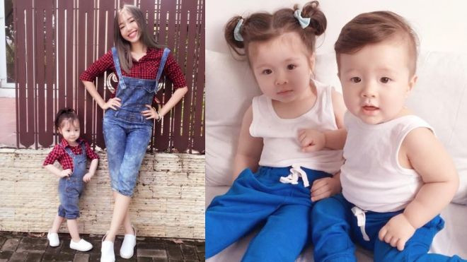 Mặc dù chỉ mới hơn 2 tuổi nhưng Cadie vẫn ghi điểm tuyệt đối khi tỏ ra là cô chị cả cực đảm đang, cưng chiều em trai Alfie. Không những thế, Cadie còn được mẹ Elly Trần cho ăn mặc sành điệu, hai mẹ con thường xuyên diện đồ đôi.