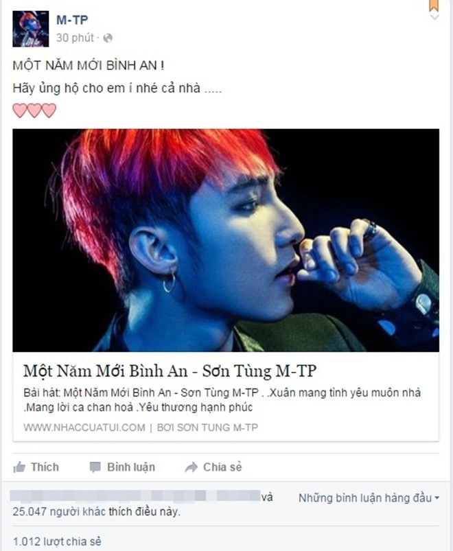 Chỉ 30 phút sau khi ra mắt, ca khúc đã nhận được hàng ngàn chia sẻ và yêu thích từ phía người hâm mộ. Con số này vẫn đang tăng với tốc độ chóng mặt.