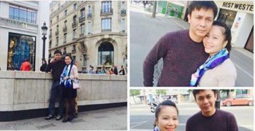 Hai vợ chồng tình cảm đi du lịch.