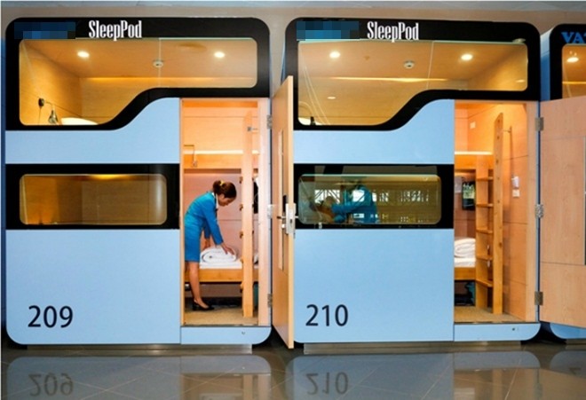 Những hộp ngủ mini đặt tại sân bay Nội Bài đã sẵn sàng phục vụ du khách.