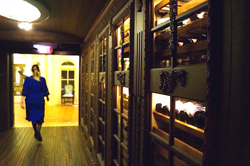 The main update to Club 33 was its lounge, Salon Nouveau. The entrance is through a wine cellar with hundreds of bottles.