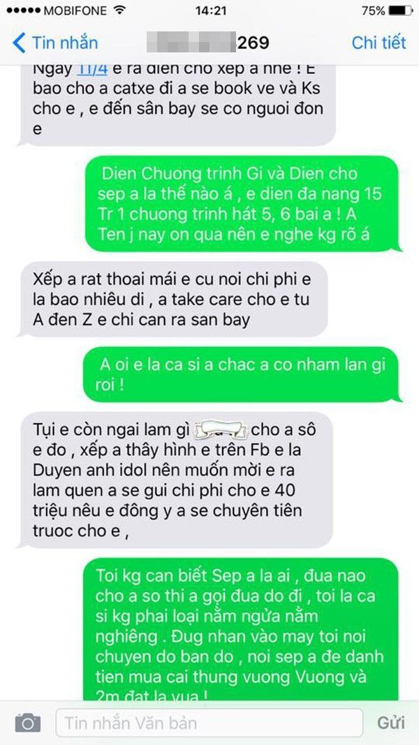 Nếu chấp nhận đi khách thì Duyên Anh sẽ được trả 40 triệu đồng cùng với chi phí vé máy bay, khách sạn.