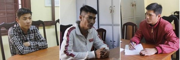 3 anh em Cường, Duy, Huy tại cơ quan công an