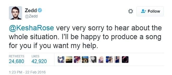 'Tôi cảm thấy rất đau buồn vì tin này. Tôi sẽ rất vui lòng sản xuất nhạc cho bạn nếu như bạn cần sự giúp đỡ của tôi. '