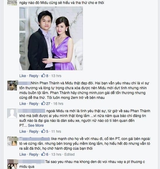 Nhiều người hâm mộ mong một ngày không xa Phan Thành và Midu có thể tái hợp lại với nhau.
