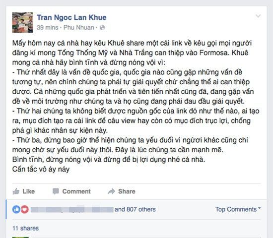Lan Khuê kêu gọi cộng đồng tỉnh táo chuyện "nhờ giúp đỡ".