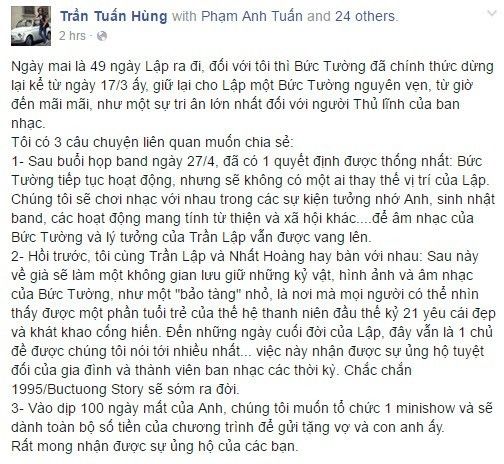 Toàn bộ chia sẻ của thành viên Trần Tuấn Hùng. Ảnh: Facebook