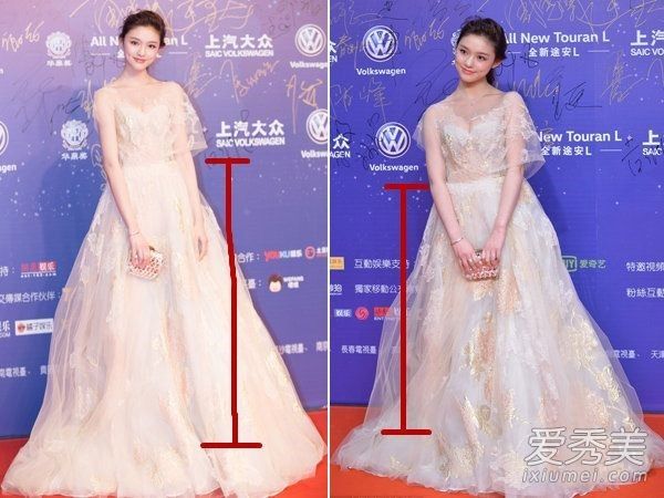  “Mỹ nhân ngư” Lâm Duẫn có gương mặt đẹp nhưng đôi chân không dài. Khi đặt hai hình ảnh đã được chỉnh sửa và gốc cạnh nhau có thể thấy rõ sự khác biệt. 