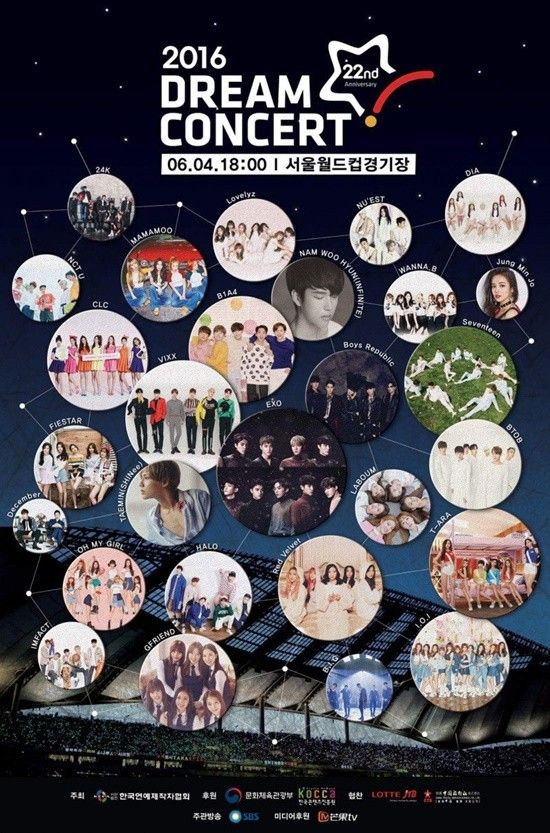 Danh sách nghệ sĩ biểu diễn tại Dream Concert 2016.