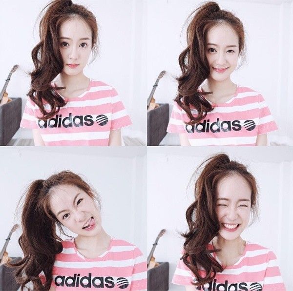 Nàng nào có mái tóc dài ngang lưng có thể để kiểu buộc tóc đuôi ngựa lệch như Pimtha, vừa dễ làm lại vừa lạ mắt. 