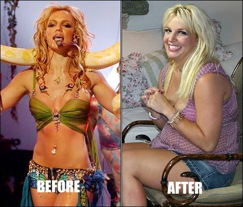 Hai vóc dáng trái ngược nhau của Britney spears.