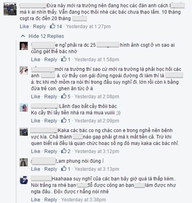 Những lời chỉ trích khiếm nhã và vô văn hóa đến từ những người không quen biết. Ảnh chụp màn hình.