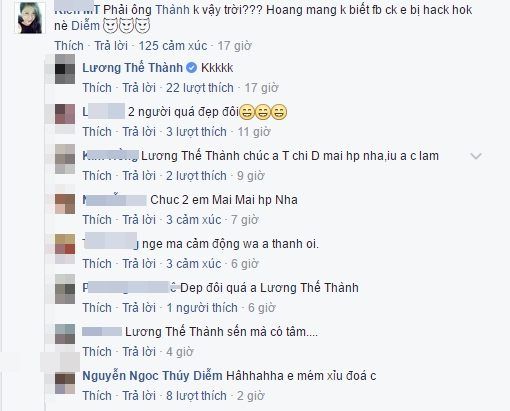 màn đối đáp dễ thương của Thế Thành Thúy Diễm trên facebook