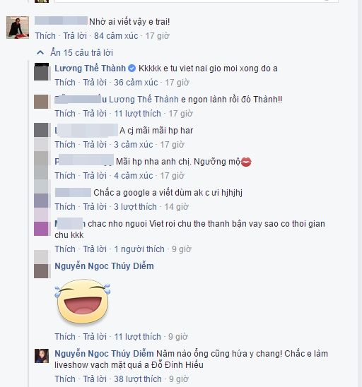 Thế Thành Thúy Diễm đã có màn đối đáp rất dễ thương trên facebook