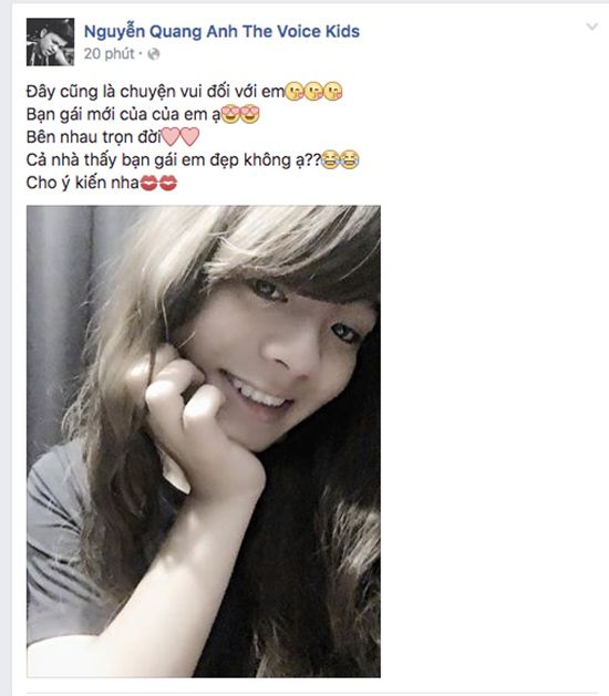 Anh chàng còn xin ý kiến mọi người về người yêu trên fanpage.