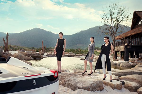 Hoa hậu Mai Phương Thúy cùng hai đàn em Á hậu Tú Anh, Huyền My đọ dáng kiêu kỳ.