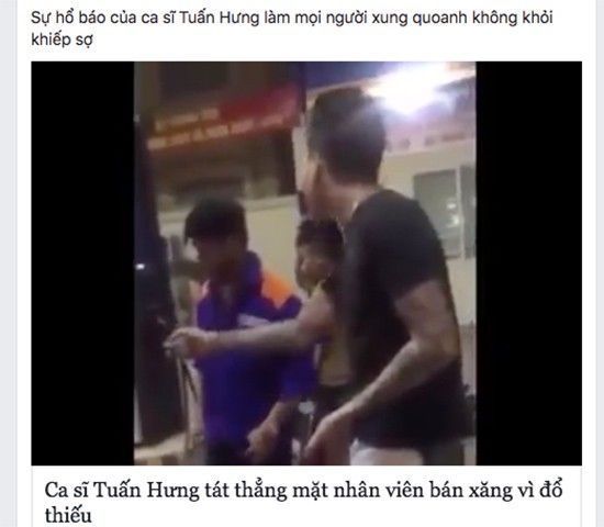 Đoạn video cho rằng Tuấn Hưng tát nhân viên bán xăng gây nhiều tranh cãi.