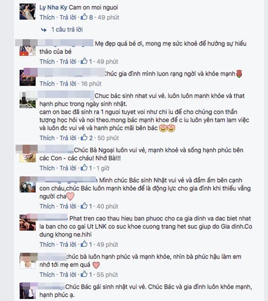 Rất nhiều người hâm mộ, bạn bè dành lời khen cho mẹ Lý Nhã Kỳ và chúc gia đình mãi mãi hạnh phúc.