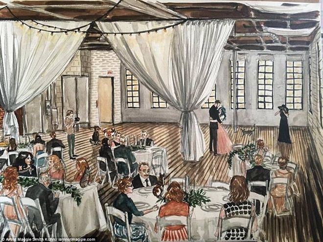 Bức tranh màu nước của cặp đôi được đăng trên Love Stories by Halie & Alec đã nhanh chóng được chia sẻ mạnh mẽ trên Instagram.