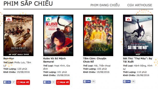 Website của CGV vẫn chừa chỗ cho Tấm Cám: Chuyện chưa kể.