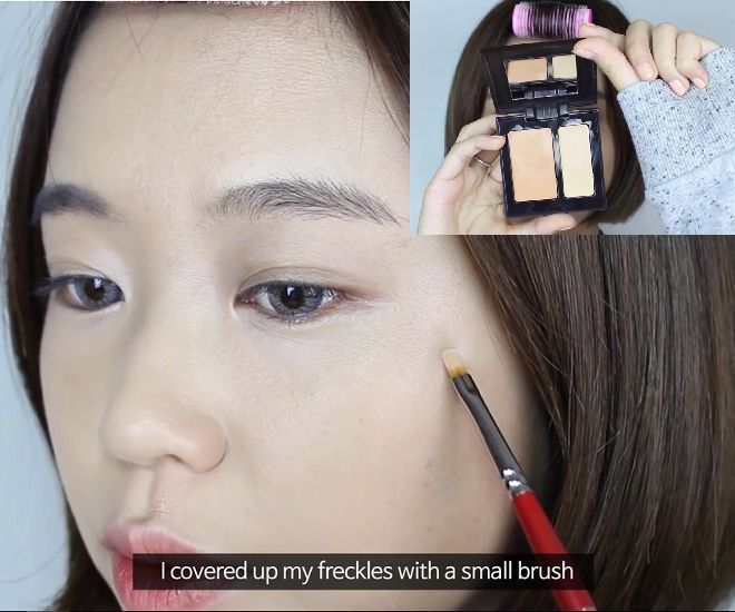 Dùng che khuyết điểm dạng rắn để che những vết thâm do mụn. Sử dụng cọ đầu tán nhỏ.