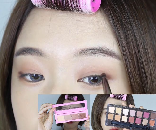 Chọn màu be làm màu nền cho mắt và tán đều lên khắp bầu mắt. Tiếp đến là màu nâu nhạt. Kết hợp màu cam bí đỏ với nâu trung tính tán quanh vùng mí mắt. Dùng màu “burnt orange” tán vào vùng bọng mắt ở dưới. 