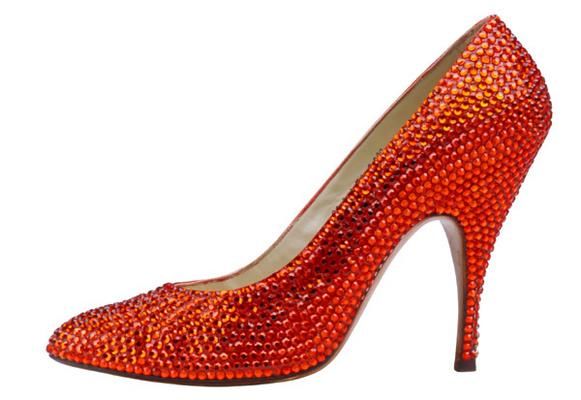 Salvatore Ferragamo's stiletto pumps encrusted with red Swarovski crystals created for Marilyn Monroe in 1959.