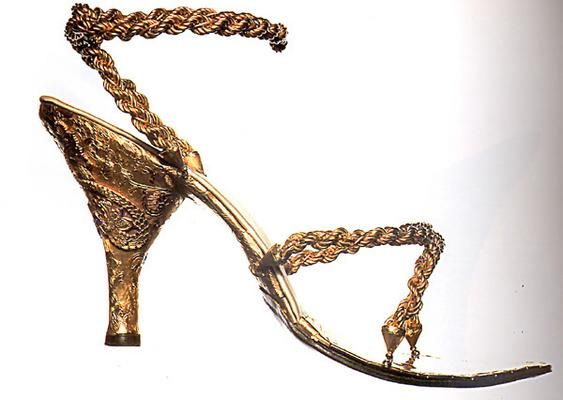 Salvatore Ferragamo's 18k gold sandals made for a private Australian client in 1956.