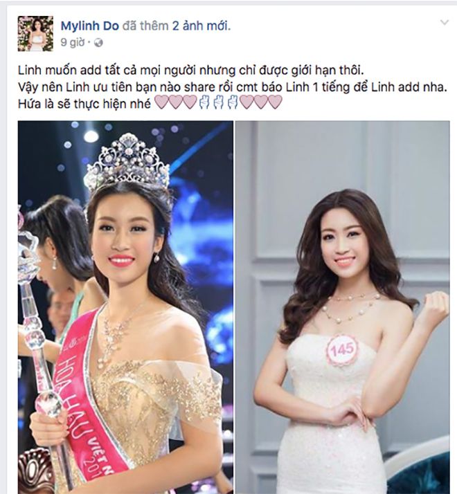 Liên tục đăng tải hình ảnh về Mỹ Linh...