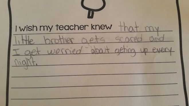 "Em ước cô biết rằng em trai của em sợ hãi nhiều thứ và em rất lo lắng khi phải thức dậy vào giữa đêm".