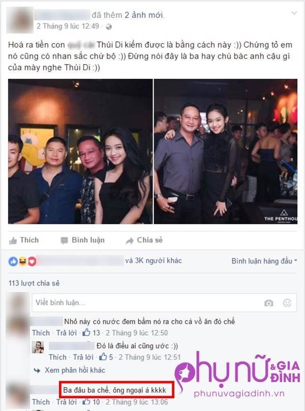 Các chia sẻ châm biến hiện tượng mạng Thúy Vi. Đa số đều nhận định người đàn ông trong đáng tuổi 'ông ngoại' cô.