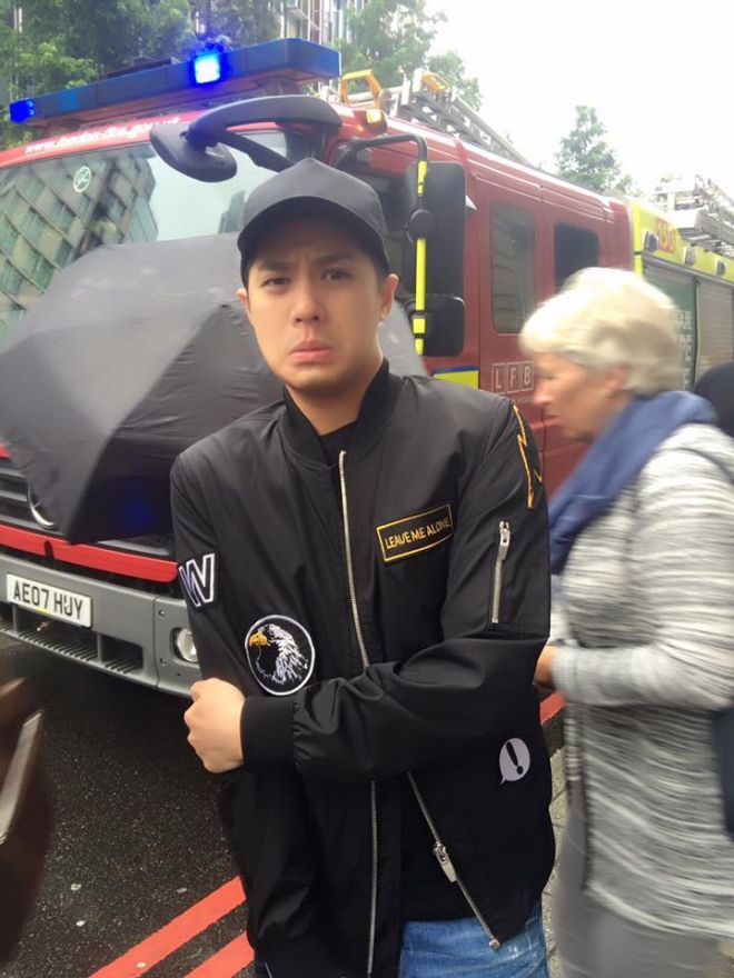 Noo Phước Thịnh hoảng sợ khi khách sạn mình ở gặp sự cố cháy.