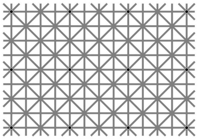 Hãy thử thách chính mình trong ít giây: Bạn có nhìn thấy đủ 12 chấm đen trên bàn cờ này không?