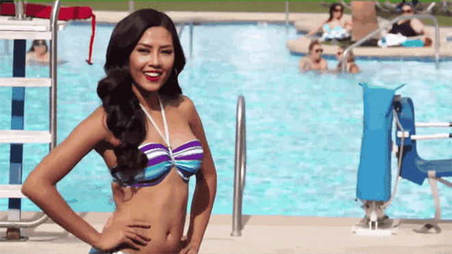 Ngắm nhìn Nguyễn Thị Loan biểu diễn bikini bốc lửa không kém cạnh các thí sinh quốc tế Ảnh 2