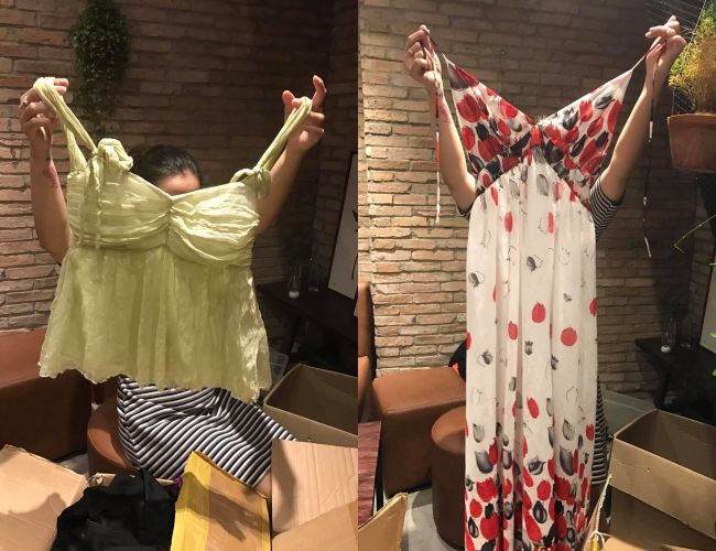 Hay những chiếc áo, váy sexy cũng nằm trong kiện hàng ủng hộ.