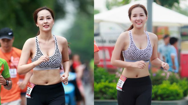 Hai hình ảnh trái ngược trước và sau photoshop của Mai Phương Thúy.