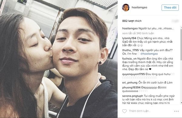 Khoảnh khắc tình tứ của Hoài Lâm và bạn gái.