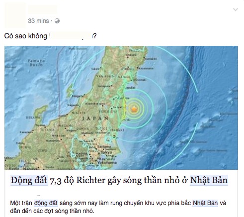 Lo lắng về tình hình bạn bè, người thân trong vùng ảnh hưởng của động đất.