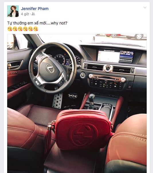 Jennifer Phạm khoe mới mua xế hộp.