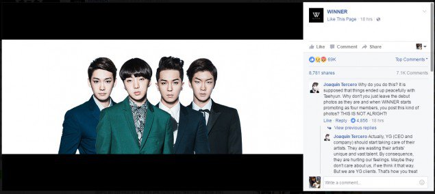 YG Entertainment tiếp tục chọc giận fan bằng tấm ảnh bìa với phần hình ảnh của Nam Tae Hyun bị xoá đi hoàn toàn! 