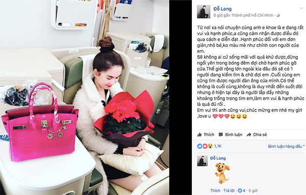 NTK Đỗ Long - người bạn thân thiết của Ngọc Trinh cũng chúc mừng cô có tình yêu mới.