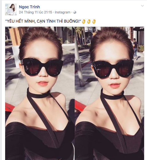 Trước đó ít ngày, cô từng đưa ra triết lý tình yêu mới. "