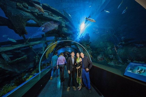 Họ tranh thủ ghi lại những khoảnh khắc đẹp trong không gian xanh ngắt của thủy cung.