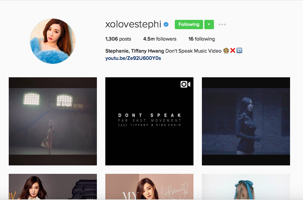 Instagram của Tiffany