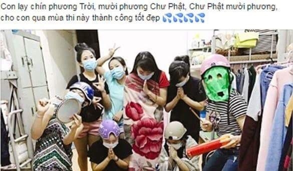 Hình ảnh cầu thi đỗ hài hước của nhóm nữ sinh. Ảnh chụp màn hình. 