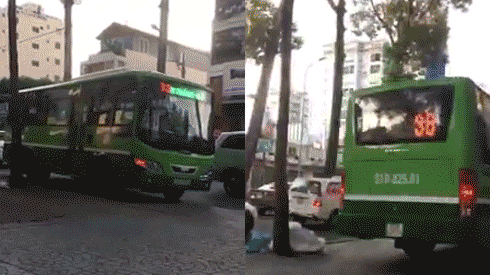 Xe buýt 'hồn nhiên' leo lề giữa đường phố trung tâm Sài Gòn Ảnh 2