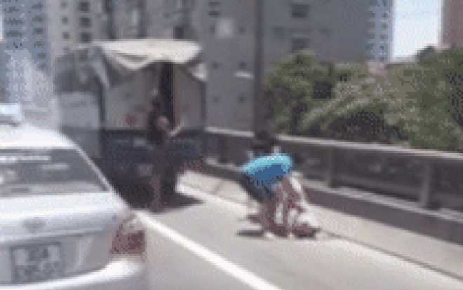 Nắng như thiêu đốt, 3 người đàn ông hợp sức bắt 1 con lợn trên vành đai 3 Ảnh 2