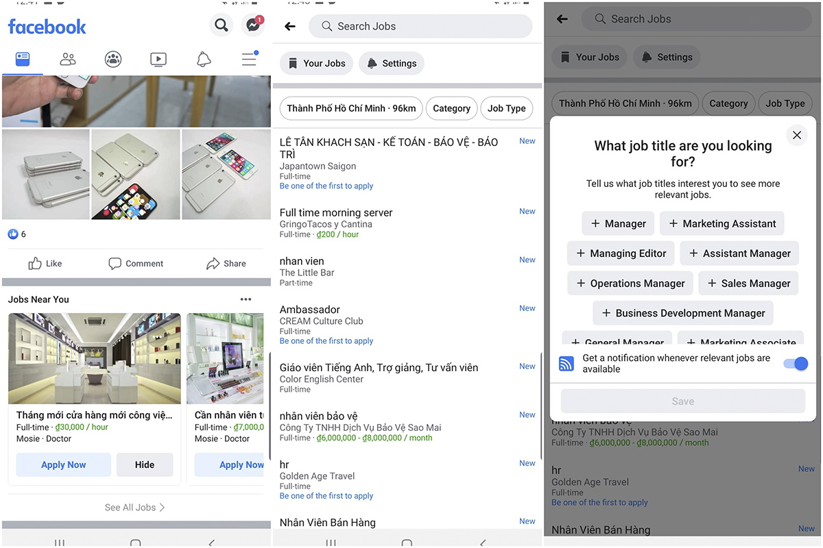 tìm việc làm trên Facebook